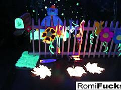 Romi Rain & Dani Lesbian Black-Light Playtime