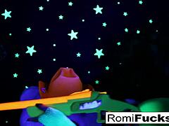 Romi Rain & Dani Lesbian Black-Light Playtime