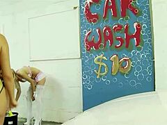 when the girls started rubbing their big soapy tits on my car, i got so horny and fingered myself