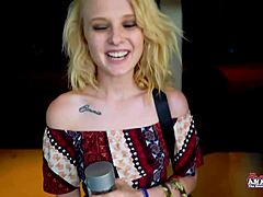 Petite blonde cutie Bonnie Wolf, wow! She masturbates then sucks a hard cock!