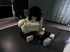 damn, fucking tomoko hard and cumming inside on roblox with wild intensity!