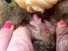 Hardcore fetish solo with hairy vagina and big clit pounding.