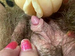 Hardcore fetish solo with hairy vagina and big clit pounding.