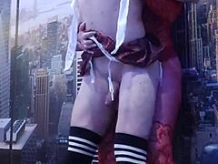 Brunette with big ass dominates hot student in anal pounding.