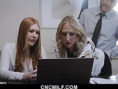 I watched my milf assistant get used by our boss