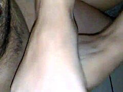Sexy foot job with creamy finish