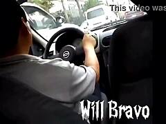 Brazilian Amateur Sucks Huge Cock in Public Car