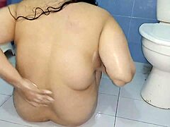 gorgeous desi bhabhi bathing nude in steamy bathroom.