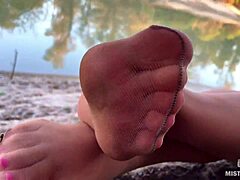 My Cute Feet Rubbing In Nude Tights By Autumn River
