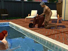 Ajay Dominates Cheerleading Squad in Poolside Group Action