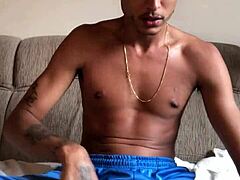 I caught this guy with a huge cock talking dirty. He came so much while jerking off!