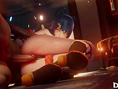 Xiangling takes her first anal pounding on the kitchen floor. Genshin Impact star gets drilled deep