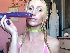 Vanessa Hastings gets wild with messy spit and dildo deepthroat. What a sloppy Canadian show!