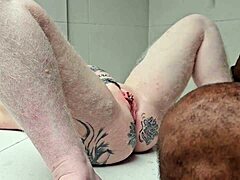 redhead wife takes huge black cock in bathroom