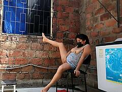Recording My Neighbor Fingering Herself Until She Spots Me.