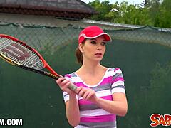 Young Euro redhead trains hard for intense fucking outdoors