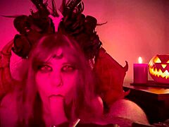 halloween night banging with a wild demon girl in lingerie