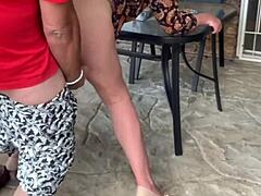 yo, stepmom and me masturbating outdoors with a wild creampie finish! Gotta see this homemade action.