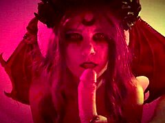 halloween night banging with a wild demon girl in lingerie