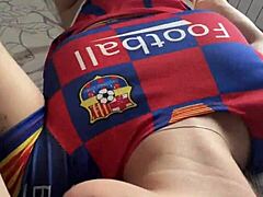 hot cheerleader with big ass takes two cocks in anal and blowjob threesome action