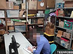 teen shoplifter daya knight caught by guard, gets fucked hard in secret office
