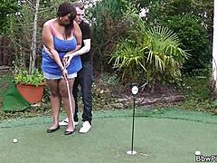 Dark Plumper Pounded Hard by Golf Coach in Wild Session