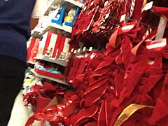 Bold candid capture of mom shopping today