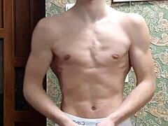 Skinny Boy Flexing Hard in Tight Underwear