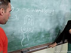 Romi Rain schools Johnny with her big tits. Their hardcore lesson includes ass play.