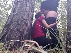 Hey, we hid under a tree during rain and had wild lesbian sex to stay warm