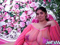 Curvy Rose D Kush rides a silicone toy to satisfy her wild cravings.