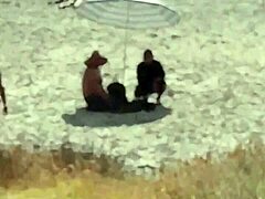 Hey, check out Alexey Panin, Sugarnadya, and her busty girlfriend on a wild nudist beach in San Diego