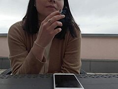 smoking hot moments on the terrace with my sexy girlfriend