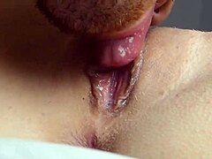 Teen’s wet pussy licked close-up to intense orgasm in POV