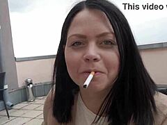 smoking hot moments on the terrace with my sexy girlfriend