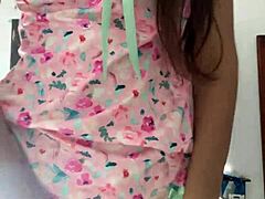 Look at this innocent Latina girl caught on spy camera in pajamas