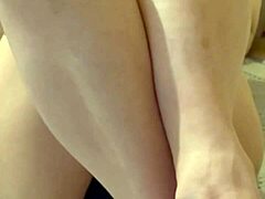Snapped a pic of my wife’s legs before banging, her pussy was drenched