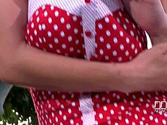 Katarina Hartlova fingers her shaved pussy in solo action.