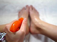 wanna see brunette's sexy feet in close-up fetish action?
