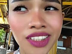 Beauty Speech and Showing Off Huge Dead Dick Style Dildo in Asian Homemade First Time with Skinny Amateur