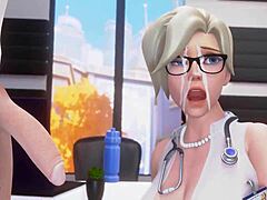 mercy gives an amazing blowjob
