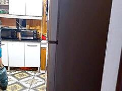 Wife and lover banging hard in kitchen