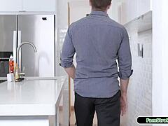 Stepsis sneaks into the shower and grabs stepbro's massive cock