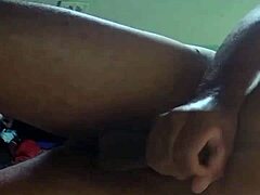 Bruna spills a massive load over her hairy mound after wild action