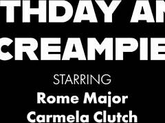 Busty brunette Carmella Clutch takes anal creampie from Rome Major!
