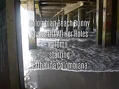 This Colombian beach bunny is showing off every hole, damn!