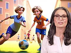 What happens when a mom and her stepson play football together in French story