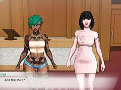 Why is this hot milf sucking and fucking a monster cock in public double penetration? - Devine Heel 3D game