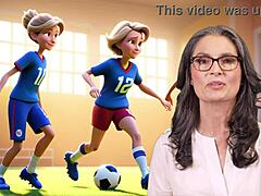 What happens when a mom and her stepson play football together in French story