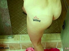 Sweet young blonde teen reveals her appealing figure while relaxing in the bathtub.
